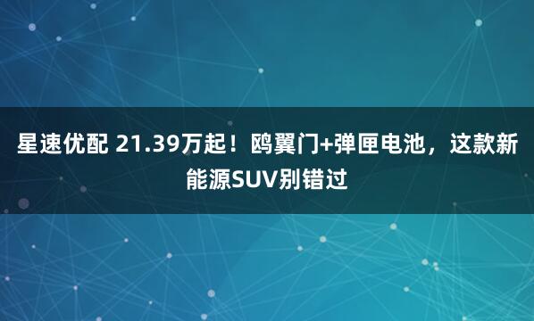 星速优配 21.39万起！鸥翼门+弹匣电池，这款新能源SUV别错过